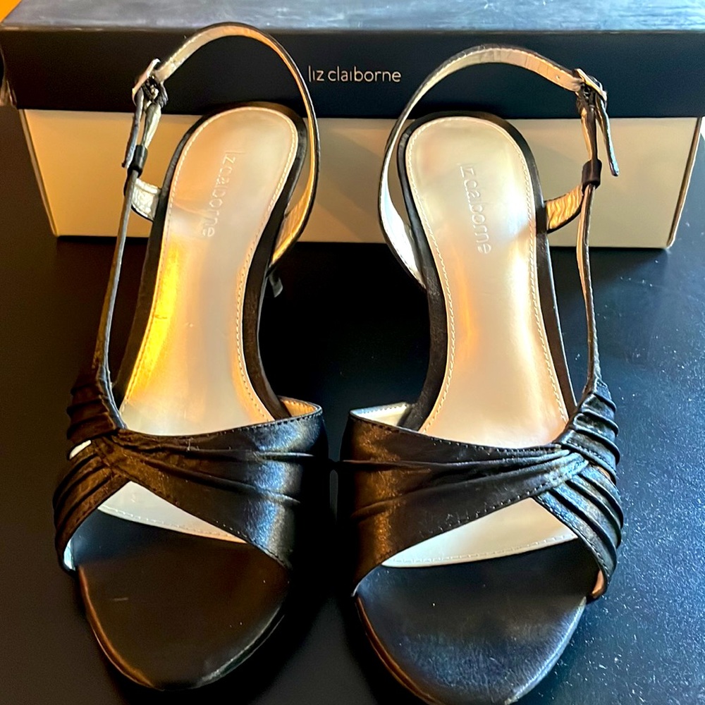 Liz Claiborne Massey Black Heels Sandals Size 7 NIB Brand New, Never Worn